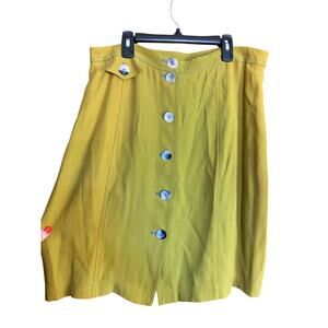 VINTAGE Chartreuse Green Twee Midi Skirt 16